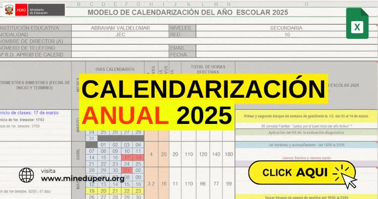 CALENDARIZACION ANUAL 2025 EN EXCEL