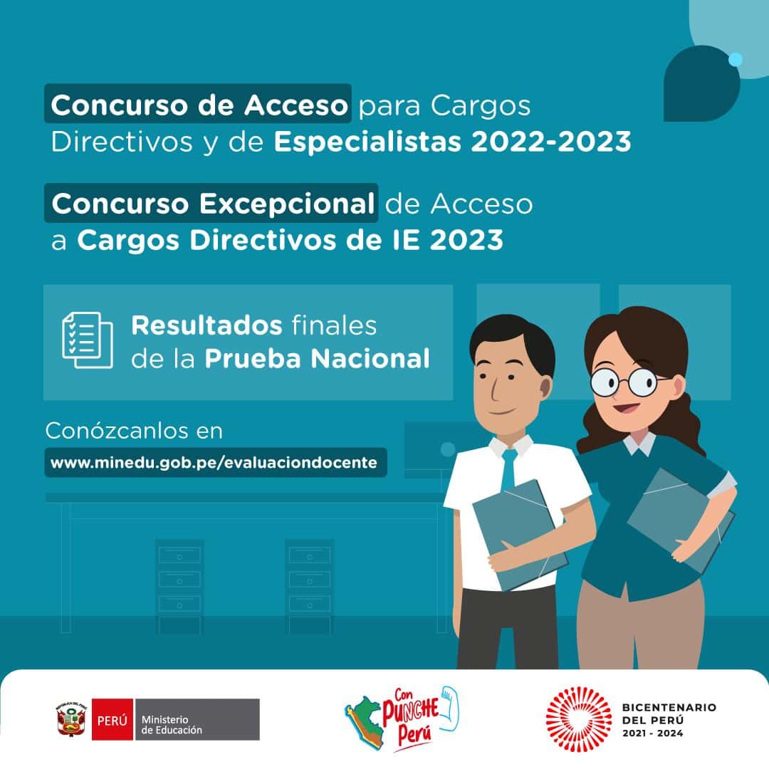 Resultados del Concurso de Acceso para Cargos Directivos y de Especialistas 2022-2023