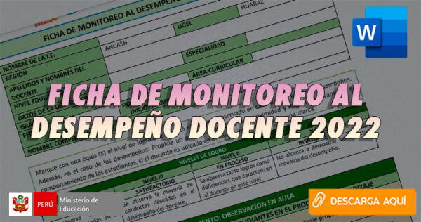 FICHA DE MONITOREO AL DESEMPEÑO DOCENTE 2022