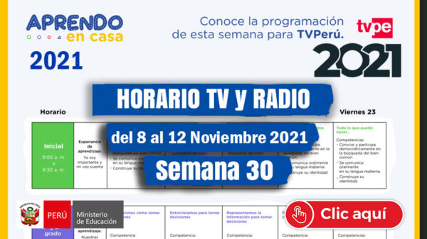 HORARIO RADIO y TV SEMANA 30 - 2021