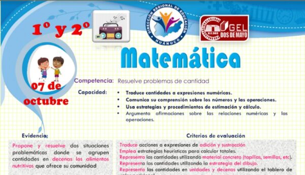 SESION DE MATEMÁTICA de 1ero y 2do | Ministerio de Educación