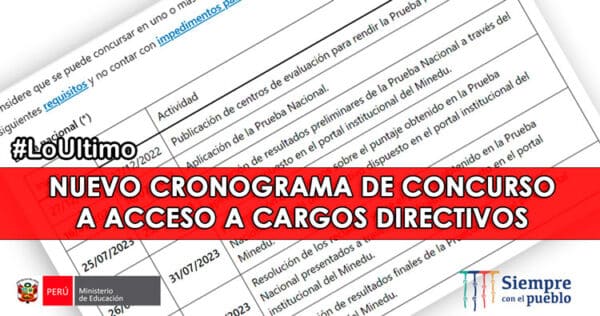 NUEVO CRONOGRAMA de CONCURSO a ACCESO a CARGOS DIRECTIVOS
